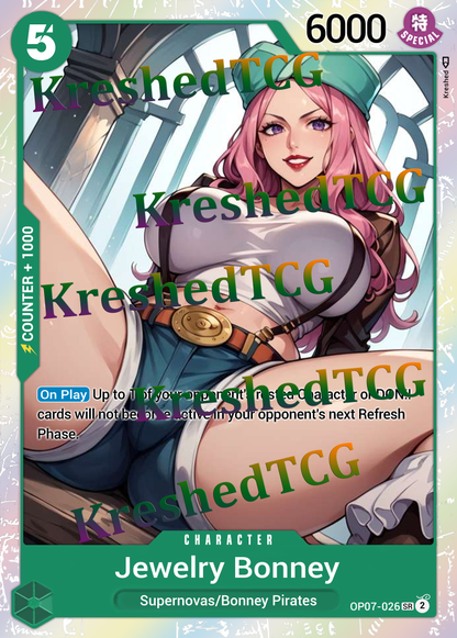 Jewelry Bonney OP07-026 One Piece Full Art Holo – Anime Custom Card | KreshedTCG