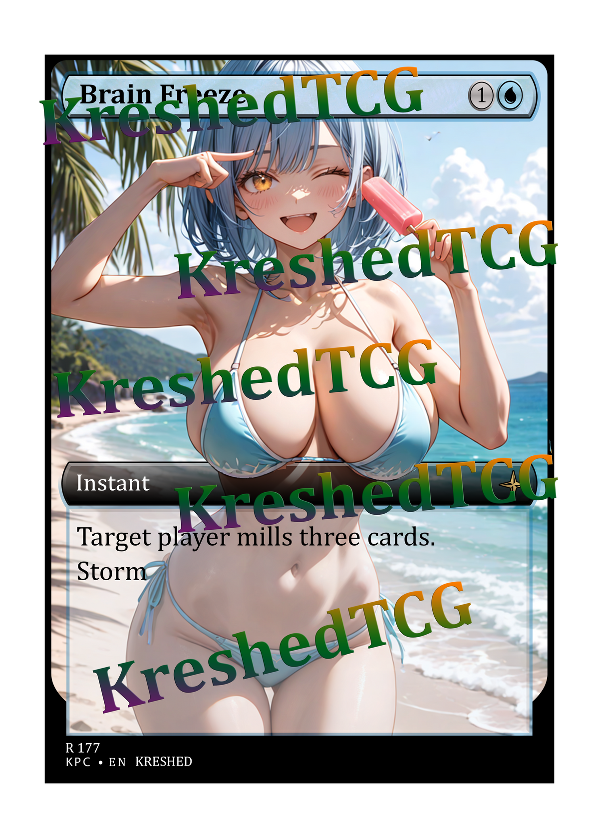Brain Freeze MTG Full Art Holo – Anime Custom Card | KreshedTCG