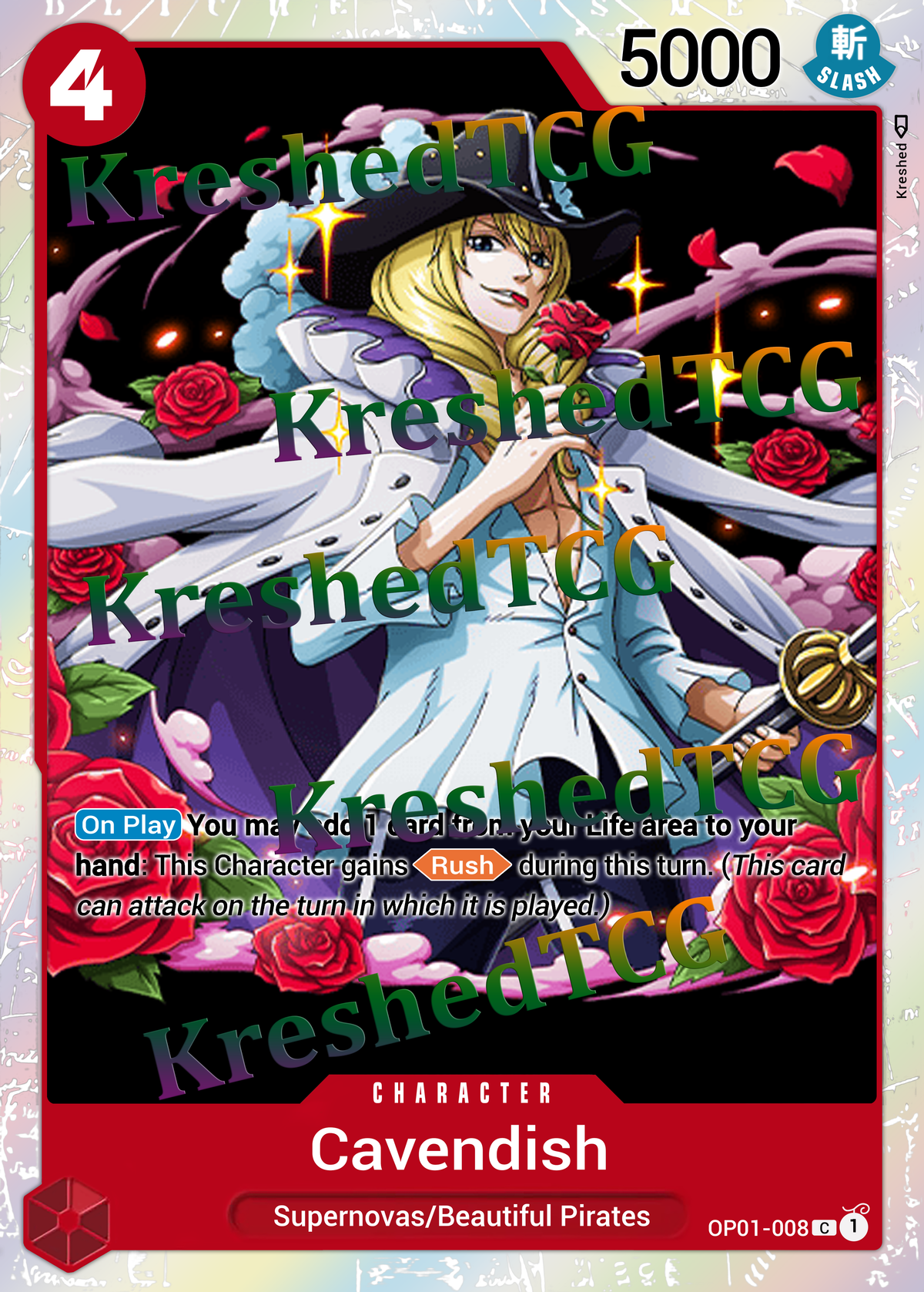 Cavendish OP01-008 One Piece Full Art Holo – Anime Custom Card | KreshedTCG