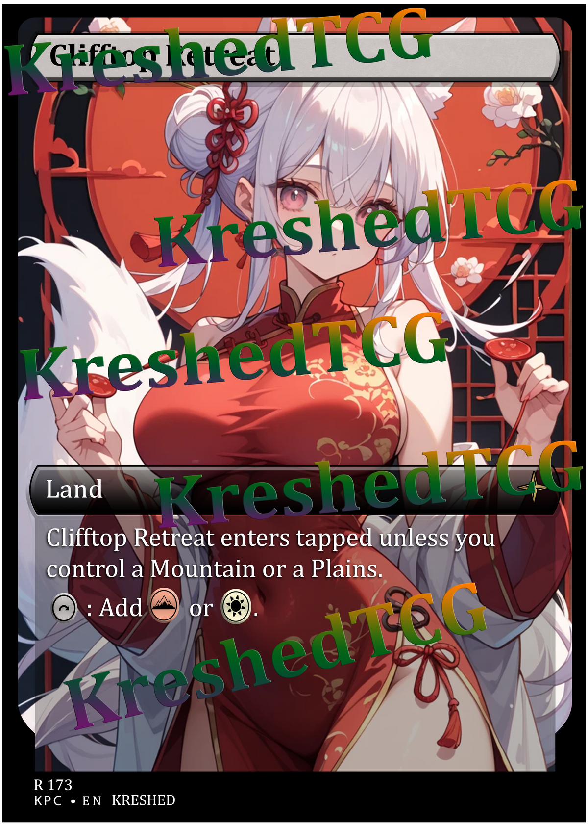 Clifftop Retreat MTG Full Art Holo – Anime Custom Card | KreshedTCG