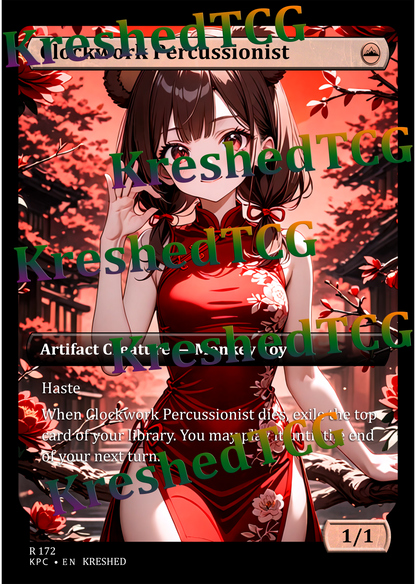 Clockwork Percussionist MTG Full Art Holo – Anime Custom Card | KreshedTCG