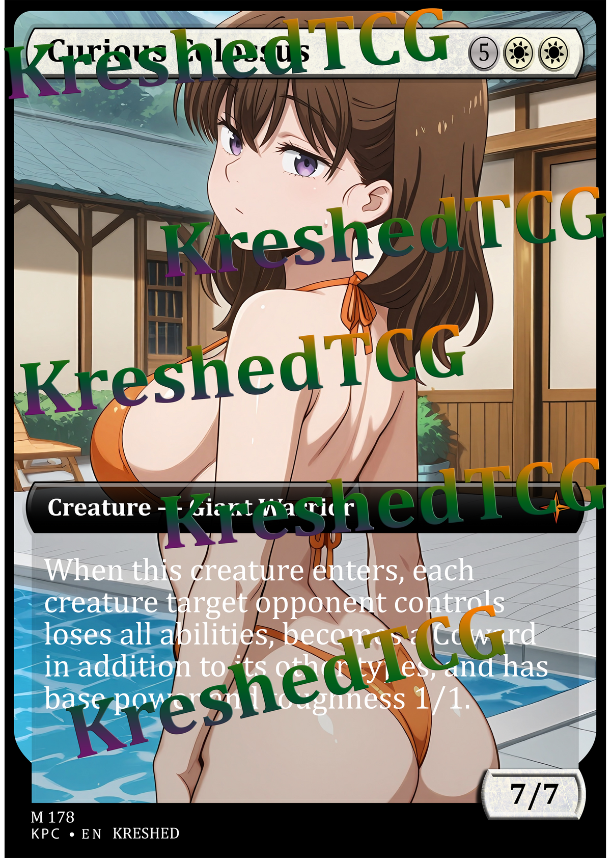 Curious Colossus MTG Full Art Holo – Anime Custom Card | KreshedTCG