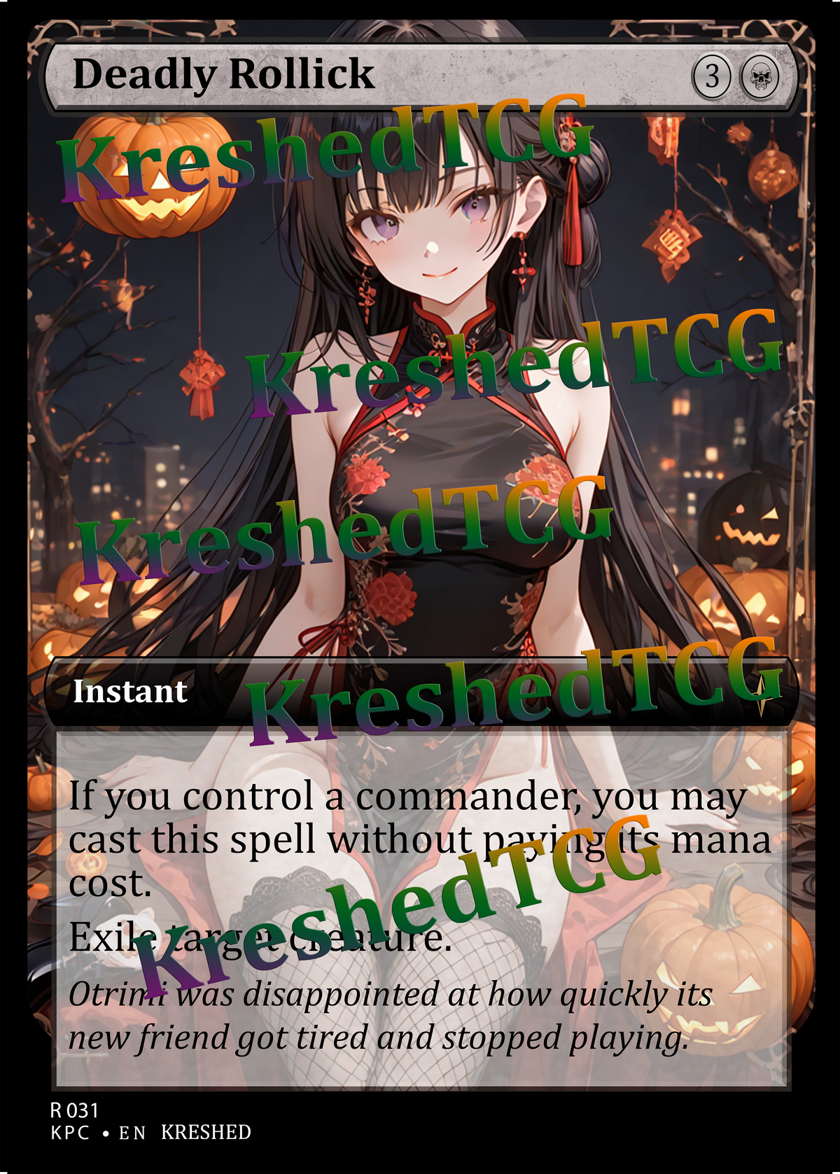 Deadly Rollick MTG Full Art Holo – Anime Custom Card | KreshedTCG