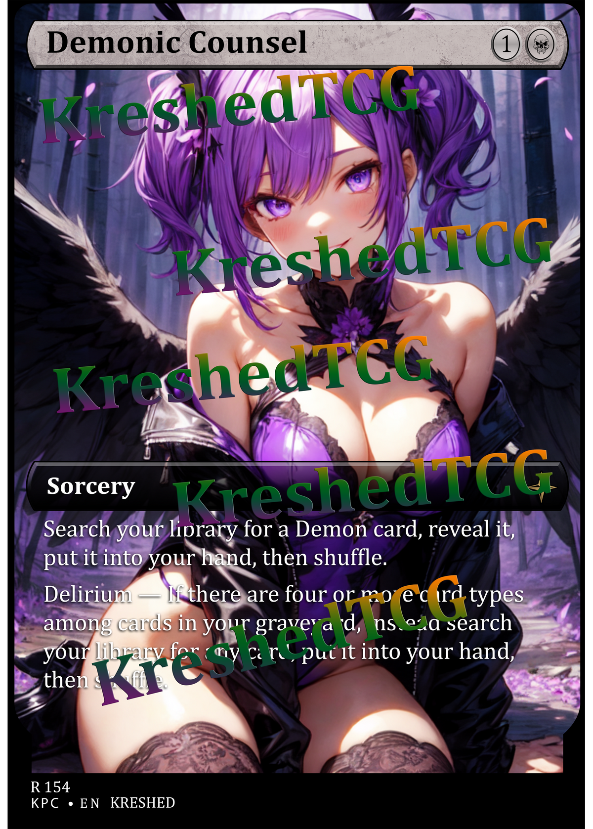 Demonic Counsel MTG Full Art Holo – Anime Custom Card | KreshedTCG