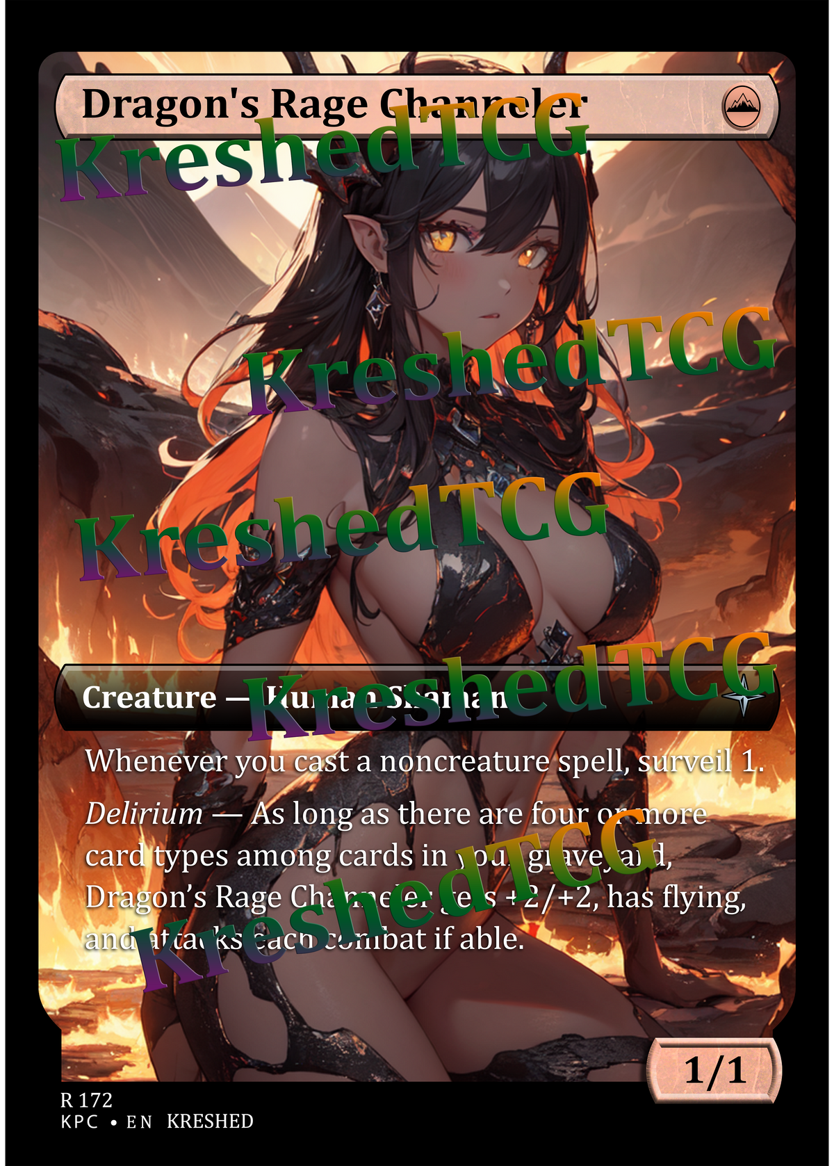 Dragon's Rage Channeler MTG Full Art Holo – Anime Custom Card | KreshedTCG