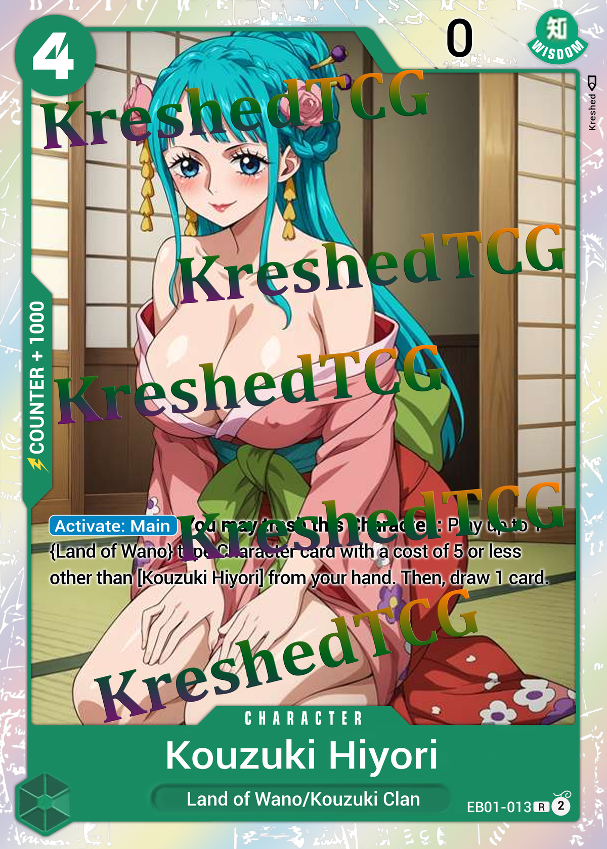 Kouzuki Hiyori EB01-013 One Piece Full Art Holo – Anime Custom Card | KreshedTCG