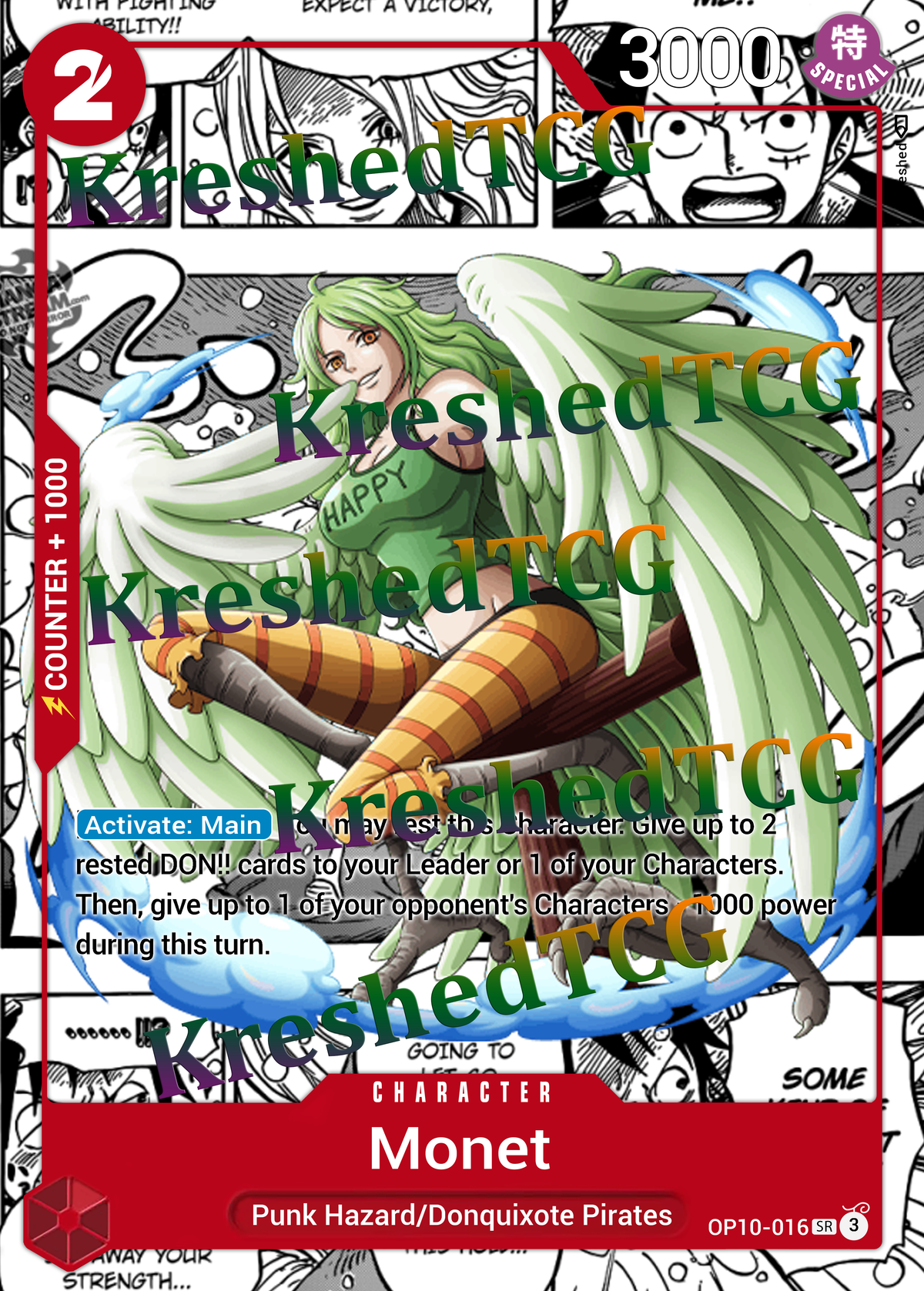 Monet OP10-016 One Piece Full Art Holo – Anime Custom Card | KreshedTCG