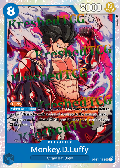 Monkey D. Luffy OP11-118 One Piece Full Art Holo – Anime Custom Card | KreshedTCG