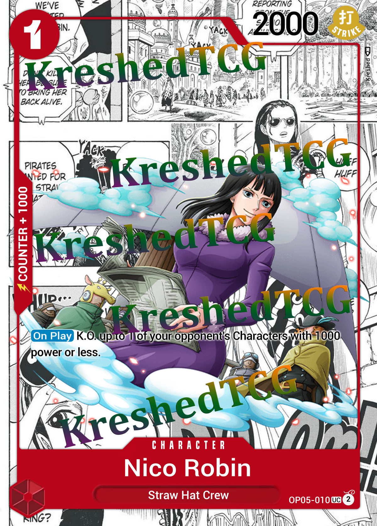 Nico Robin OP05-010 Manga Rare One Piece Full Art Holo – Anime Custom Card | KreshedTCG