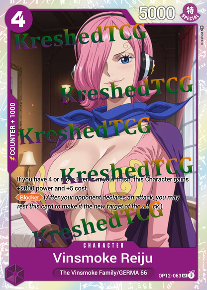 Vinsmoke Reiju OP12-063 One Piece Full Art Holo – Anime Custom Card | KreshedTCG