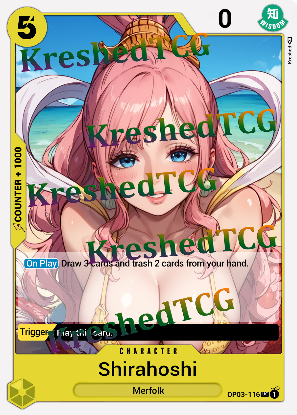 Shirahoshi OP03-116  One Piece Full Art Holo – Anime Custom Card | KreshedTCG