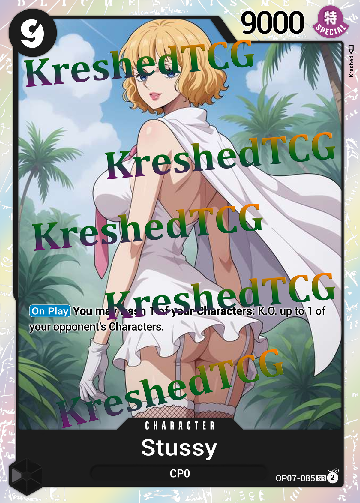 Stussy OP07-085 One Piece Full Art Holo – Anime Custom Card | KreshedTCG